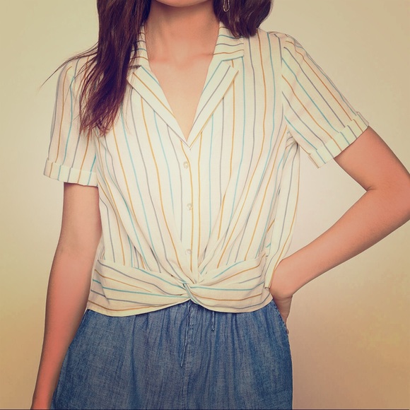 BCBGENERATION Multi-Stripe Buttoned Shirt - Picture 1 of 3